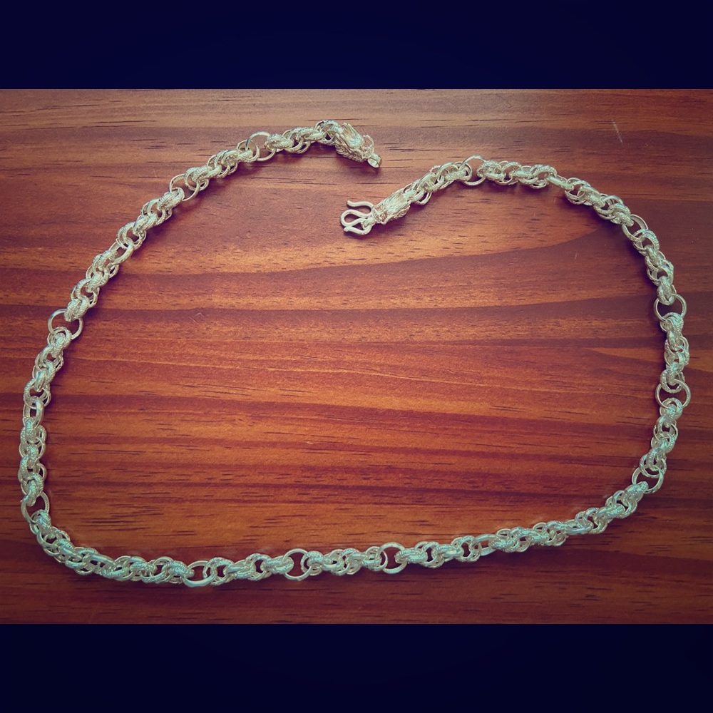 Silver chain with dragon clasp